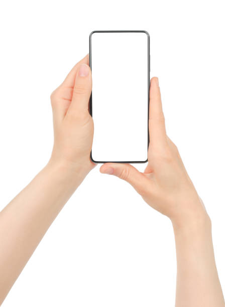 istock Hand holding modern Smart Phone, isolated on white background 1401551973