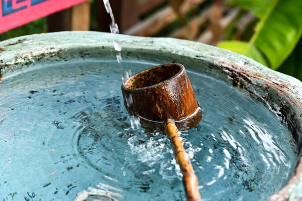 istock Japanese style shrine wash basin. 1401552407