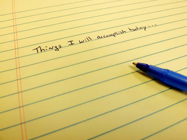 istock Things I will Accomplish Today Note on Notebook Paper Blue Pen Self Improvement 1401553294