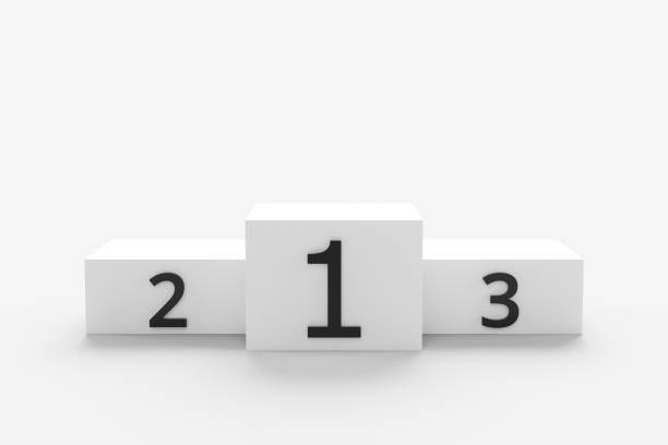 Close-up of the podium with prize numbers on a white background. 3d render illustration.