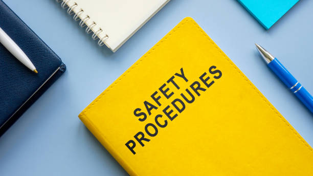 istock Manual with safety procedures on the table. 1401555567