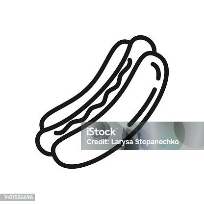 istock Hot Dog icon design. Outline style. Vector illustration. 1401556696