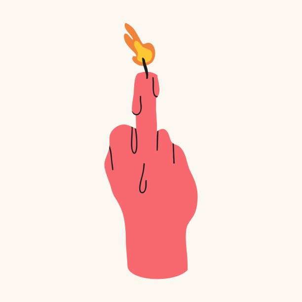 A Handshaped Candle Shows The Middle Finger Flat Design Hand Drawn Cartoon  Vector Illustration Stock Illustration - Download Image Now - iStock