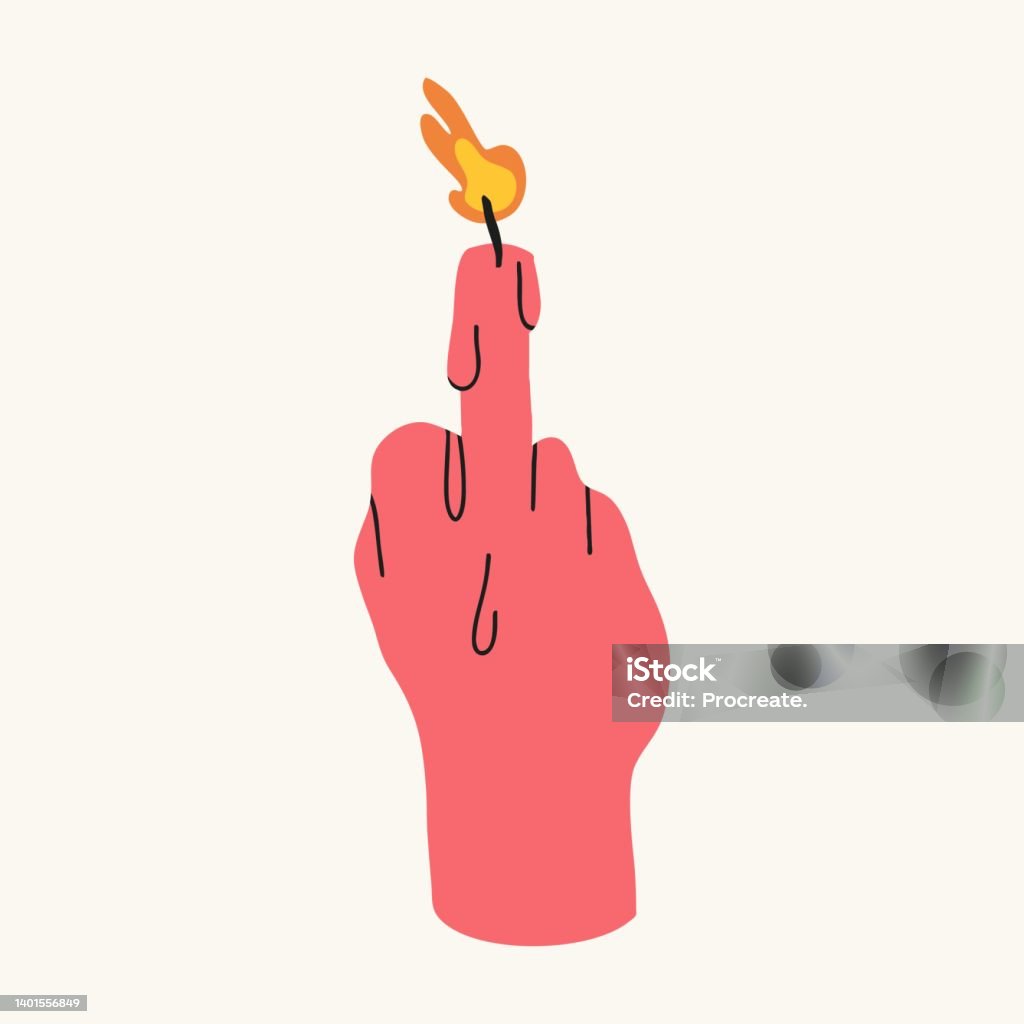 Một Ngọn Nến Hình Bàn Tay Cho Thấy Ngón Tay Giữa Thiết Kế Phẳng ...