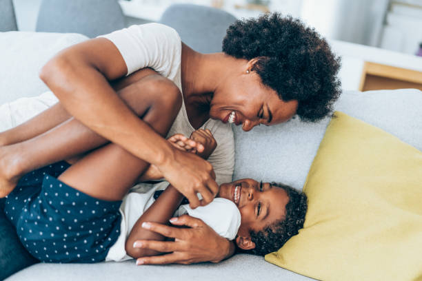 istock Mother and little son at home. 1401557323