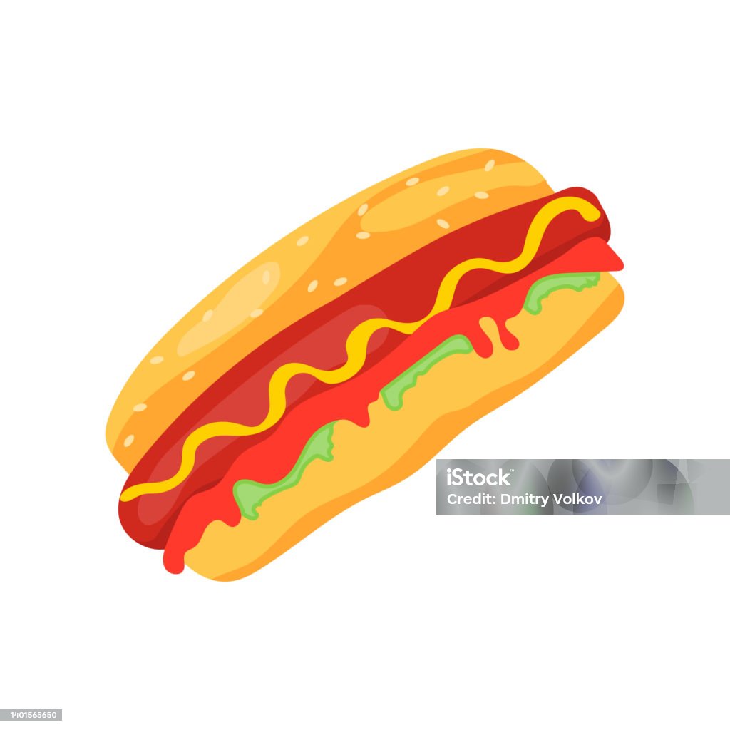 Hot Dog Biểu Tượng Hot Dog Thực Tế Với Xúc Xích Mù Tạt Và Bún Được ...