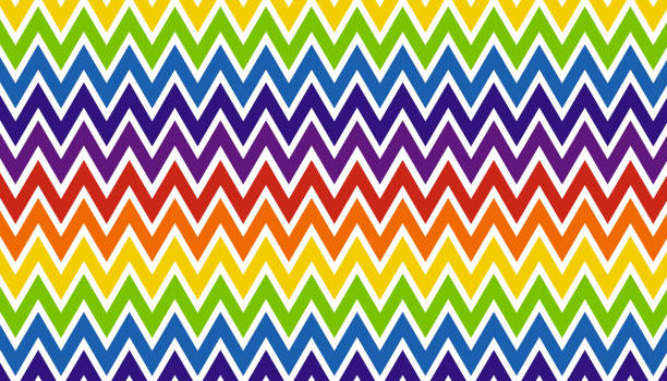 ilustraciones, imágenes clip art, dibujos animados e iconos de stock de fondo de patrón en zigzag de caramelos. colorido papel tapiz de chevron. concepto de colores arco iris. ilustrador vectorial. - chevron pattern repetition zigzag