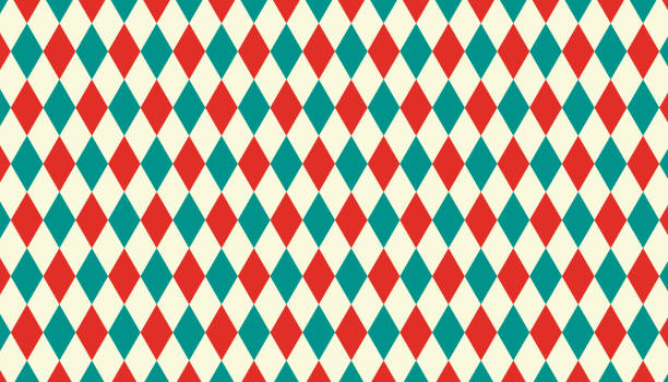 ilustraciones, imágenes clip art, dibujos animados e iconos de stock de fondo de patrón de rombo geométrico. papel tapiz de harlequin check. concepto de color retro. ilustrador vectorial. - pattern harlequin jester backgrounds