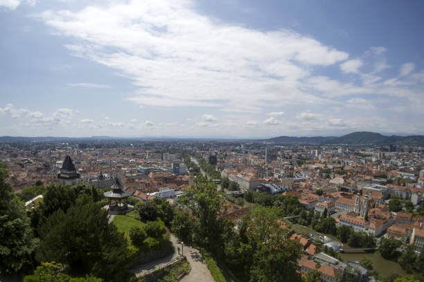 istock Graz Austria aerial panorama from clock tower 1401568501