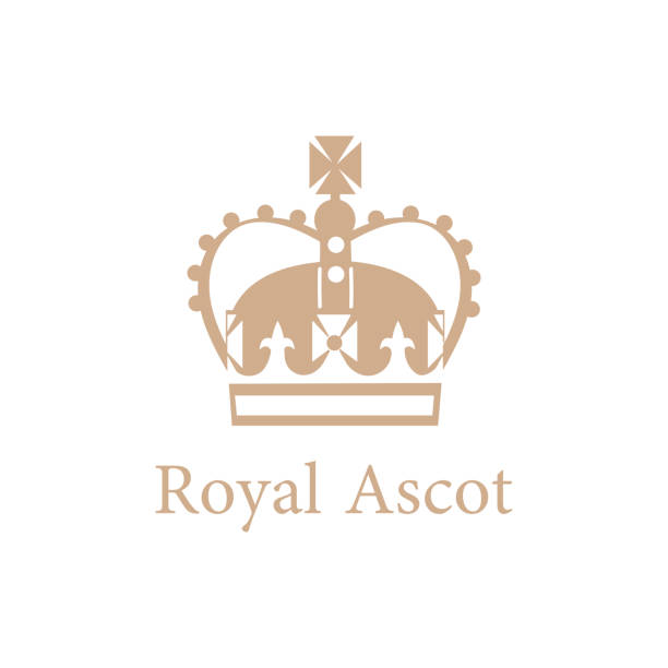 ilustraciones, imágenes clip art, dibujos animados e iconos de stock de corona y texto. concepto royal ascot. - ascot