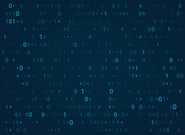 niebieskie tło matrycy. abstrakcyjna tapeta kodu binarnego, szablon do hackathonu i innego cyfrowego wydarzenia programowego. wzór cyfr big data, zero i jeden symbol. - binary code stock illustrations