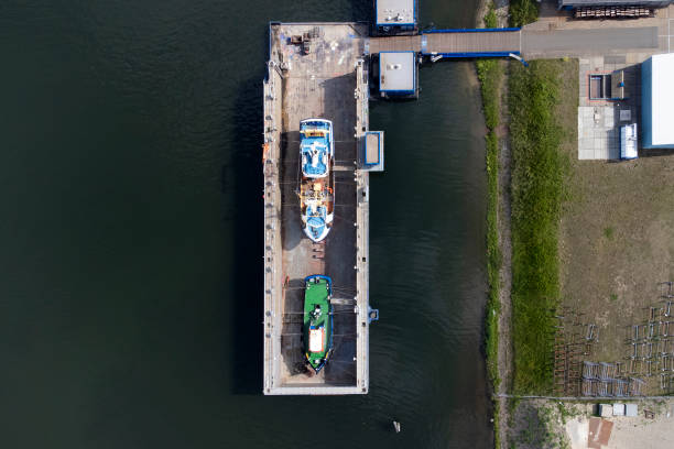 aerial shot of a ferry