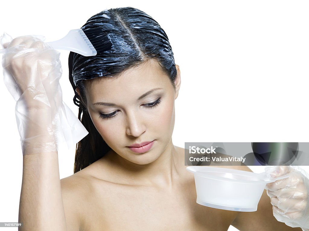 Mujer dyeing marrón Photoshop - Foto de stock de Cabello humano libre de derechos