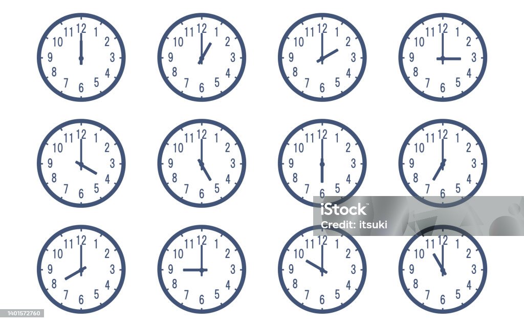 Welcher Supermarkt öffnet Um 6 Uhr Kreisförmige Designuhr Illustrationsset Stock Vektor Art und mehr