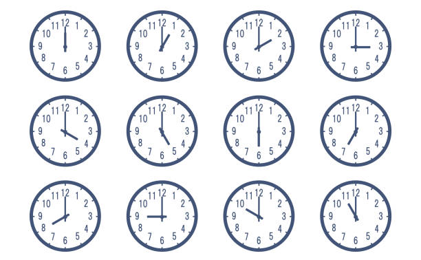 ilustrações de stock, clip art, desenhos animados e ícones de circular design clock illustration set - 5 horas
