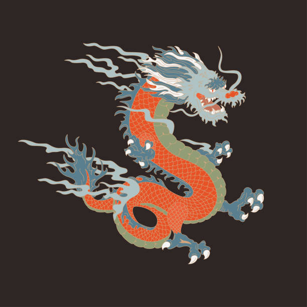 istock Japanese dragon illustration. Hand-drawn vector graphics for t-shirt prints and other uses. 1401574370
