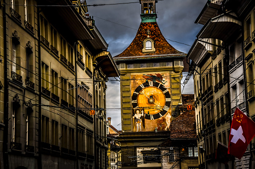 Beautiful Zytglogge Clocktower In Center Of Bern, Switzerland