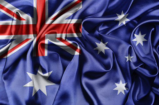 Closeup of silky Australian flag