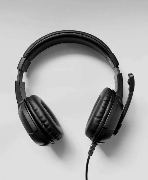 istock Headphone in black color on white background. 1401580027