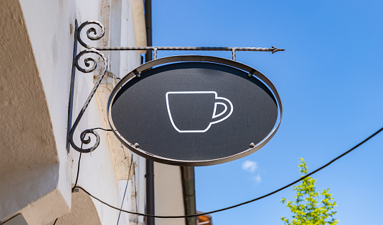 A picture of a café or coffee shop sign.