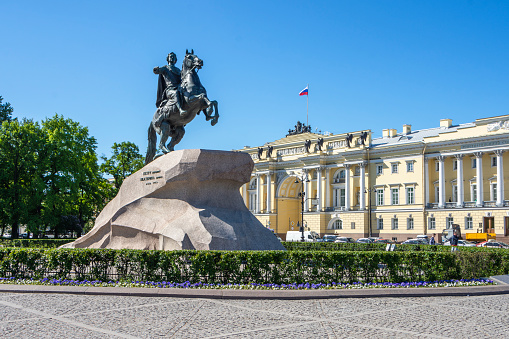 Monument to Peter the Great (First) on Senate square, St. Petersburg, Russia