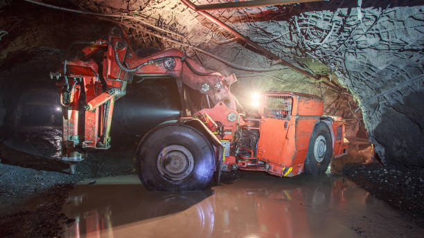 istock Underground equipment. Special load vehicle for mines and tunnels. 1401583080