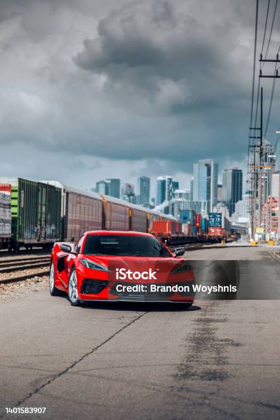 Stock fotografie Corvette C8 – stáhnout obrázek nyní - Manta, Asfalt, Automobil - Motorové vozidlo
