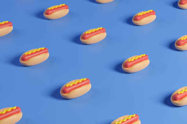 istock 3D rendering of repeating hot dogs 1401585581