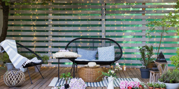 istock Lounge garden furniture at backyard 1401586500