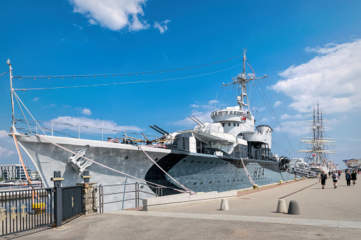 Gdynia, Poland - June  06, 2022: Old warship \