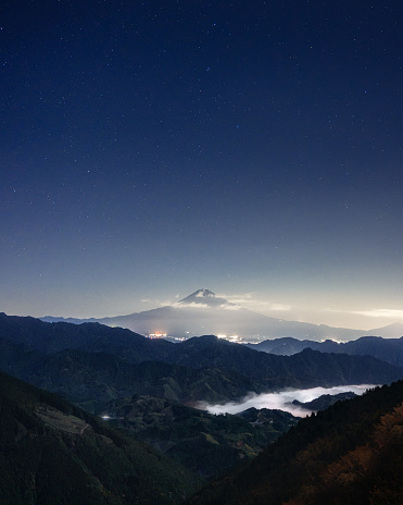 Mt. Fuji at night with stars taken from Shizuoka