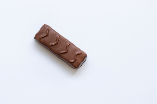 Chocolate wafer on white background