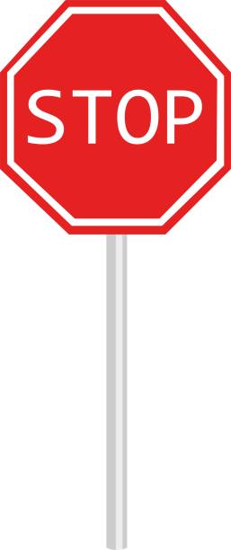 ilustracja wektorowa znak drogowy stop - truck sign car transporter industry stock illustrations