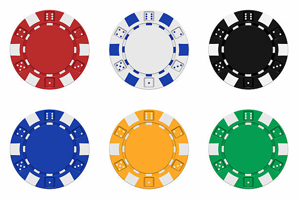 Sets of 3d rendered colored casino chips