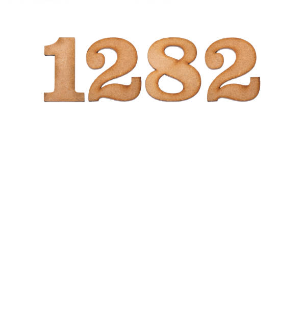 istock Number 1282 in wood, isolated on white background 1401604147