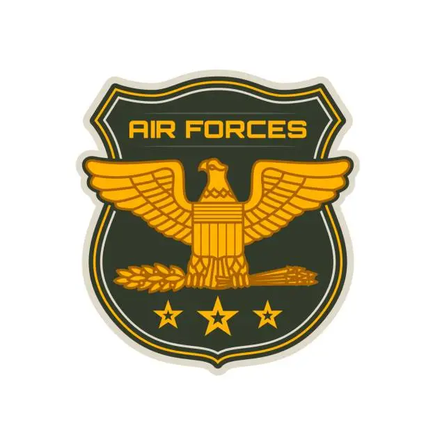 Vector illustration of Air forces heraldic icon, shield, eagle and arrows