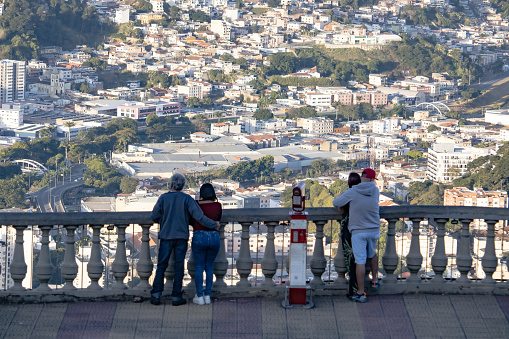 Juiz de Fora - Minas Gerais - Brazil - 06-05-2022  -People watching the city of Juiz de Fora from the viewpoint of Morro do Imperador.
