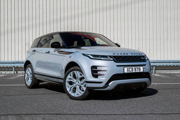 Range Rover Evoque on a parking Berlin, Germany - 23rd March, 2022: Range Rover Evoque on a parking. This vehicle is a popular compact SUV in Europe. evoque stock pictures, royalty-free photos & images