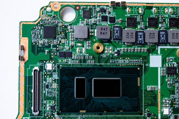 istock Closeup of the laptop processor and surrounding components 1401606851