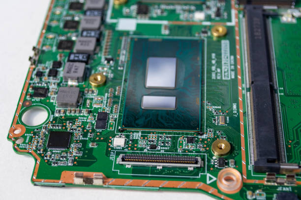 istock Closeup of a laptop processor and surrounding components 1401606863
