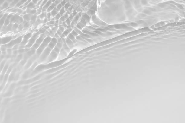 istock Water texture with wave sun reflections on the water overlay effect for photo or mockup. Organic light gray drop shadow caustic effect with wave refraction of light. Banner with copy space 1401608009