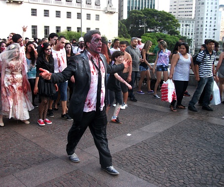 Public zombie event in central são paulo taken with a compact camera