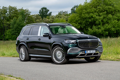 Berlin, Germany - 29th May, 2022:  Mercedes-Maybach GLS 600 stopped on a road. This model is the most luxury SUV in Mercedes-Benz offer.