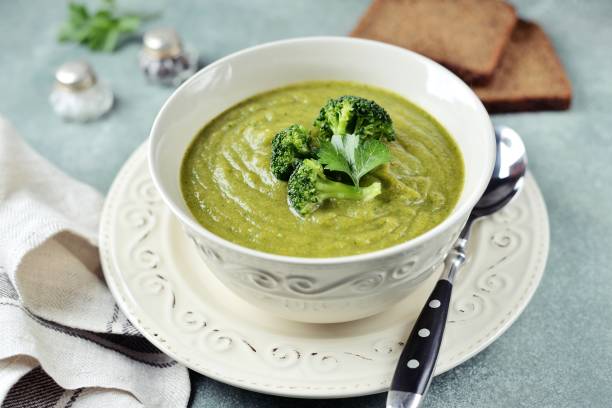 istock Healthy vegan creamy broccoli soup 1401616060
