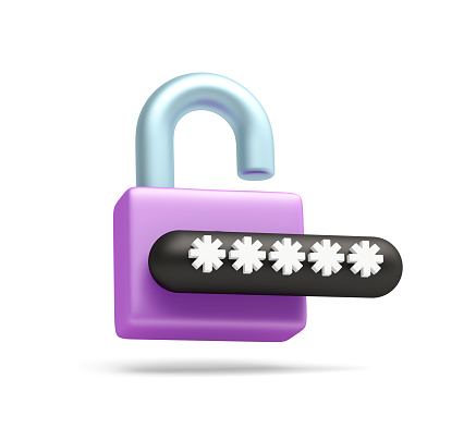 Password protected secure login concept. 3d illustration