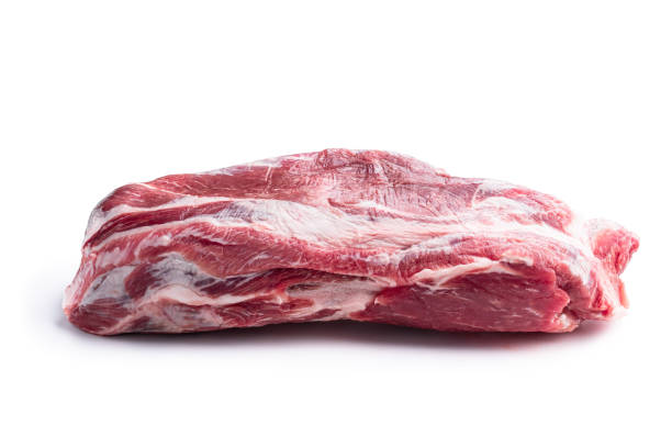 白く分離された冷凍生豚肉 - meat butchers shop raw market ストックフォトと画像