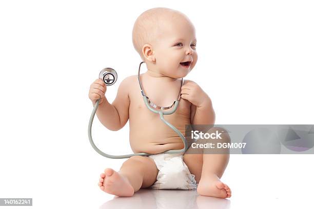 Baby With Stethoscope Stock Photo - Download Image Now - 12-17 Months, Babies Only, Baby - Human Age