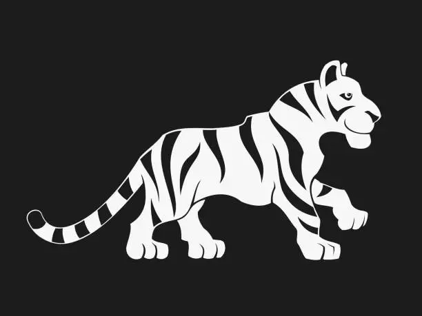 Vector illustration of Tiger character mascot cut out silhouette