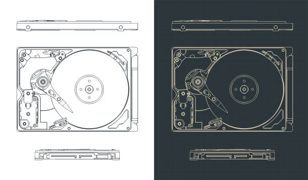 plany dysków twardych - harddisc stock illustrations