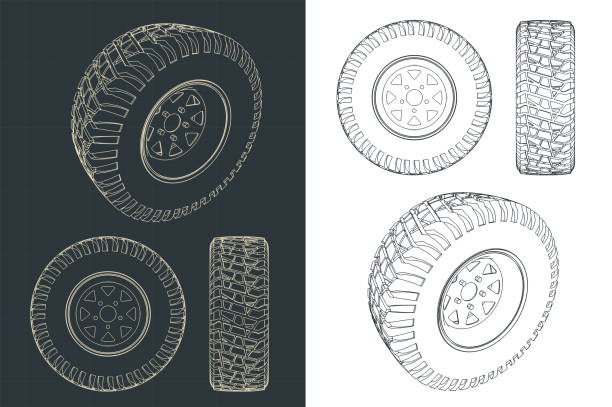 plany kół suv - car rims obrazy stock illustrations